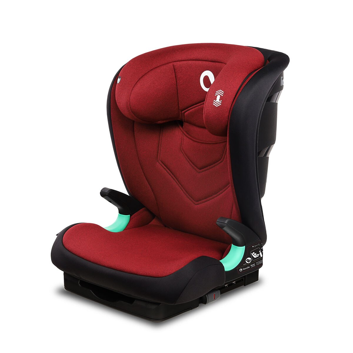 Scaun auto, Lionelo, Neal Burgundy Spatar reglabil, Baza i-size, 15-36 Kg, cu Isofix, Rosu
