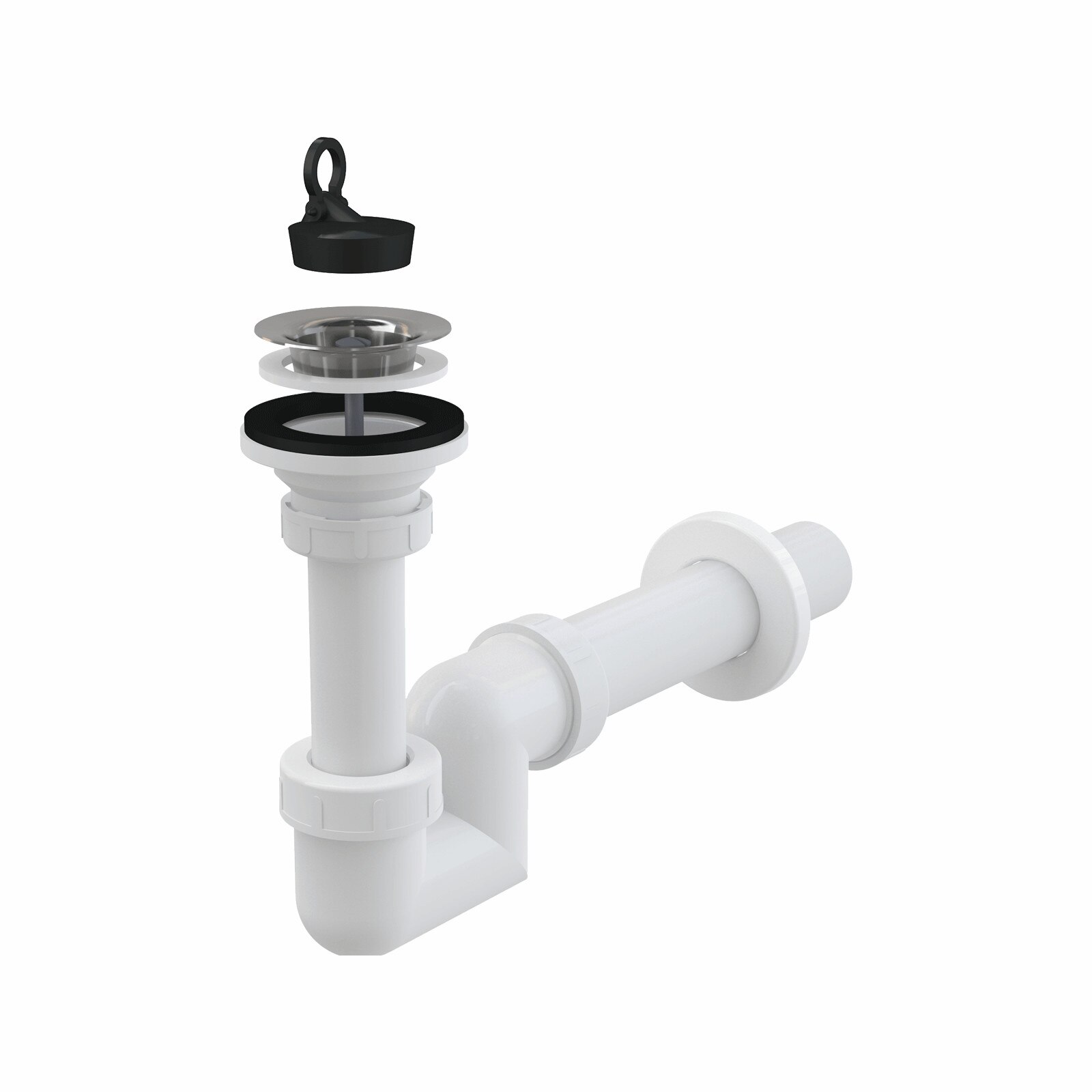 Sifon lavoar AlcaPLAST cu sita din otel inoxidabil A412-DN40