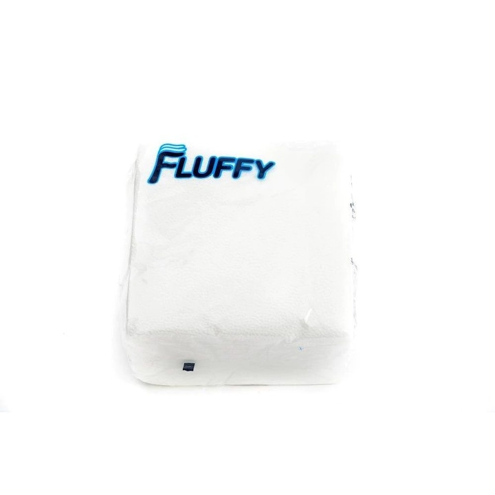 Pachet 180 Servetele Albe de Masa Fluffy, 33x33 cm, 2 Straturi