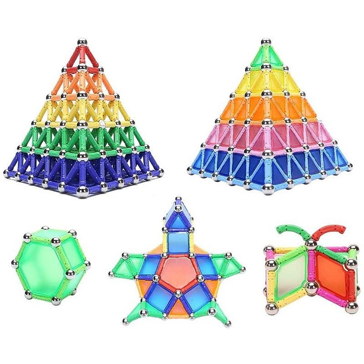 Set constructie magnetic 3d, 350 piese, multicolor, educativ, interactiv, varsta 6+, procart
