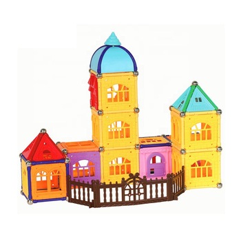 Set constructii magnetic, PROCART, 130 piese, constructie 3D castel, masinuta, varsta 6+ Set constructii magnetic, PROCART, 130 piese, constructie 3D castel, masinuta, varsta 6+