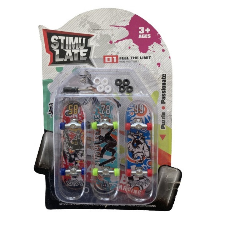 Set 3 mini Skateboard-uri cu trusa de service