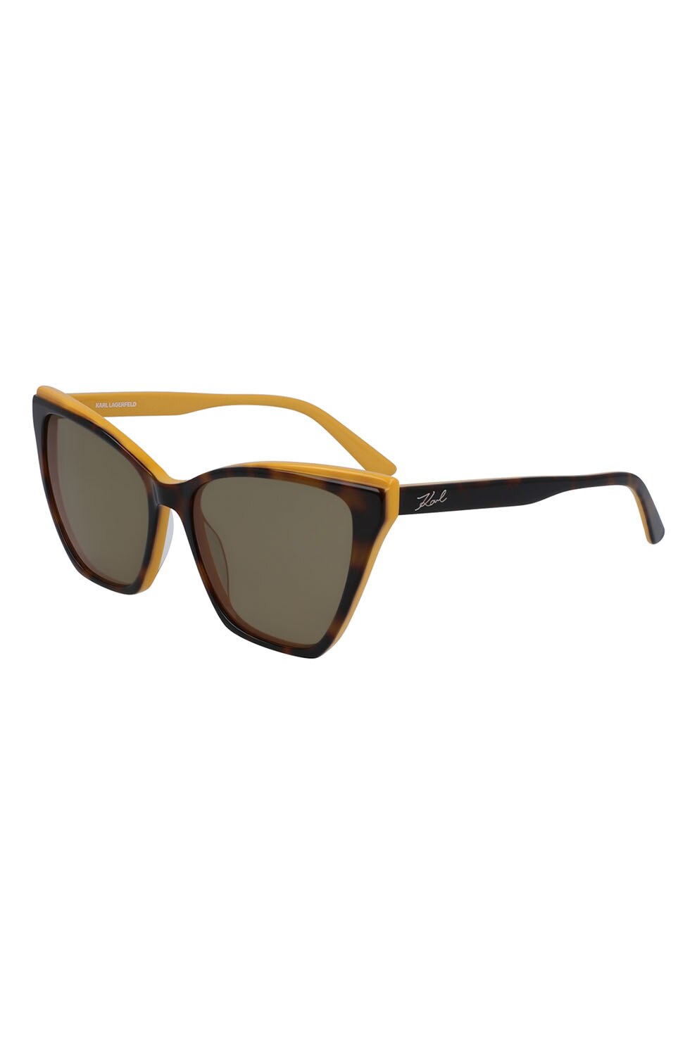 Karl Lagerfeld, Ochelari de soare cat-eye patrati, Maro tortoise/Ocru, 54-16-140 Standard