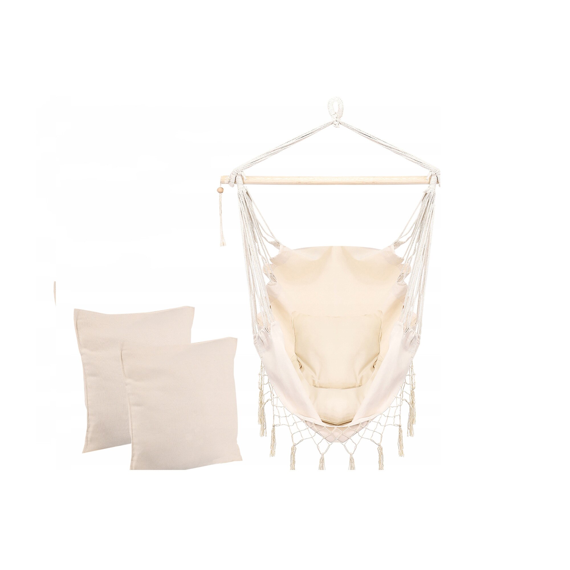 Hamac tip scaun, Zola®, bumbac, 130x100cm, crem, 2 perne incluse