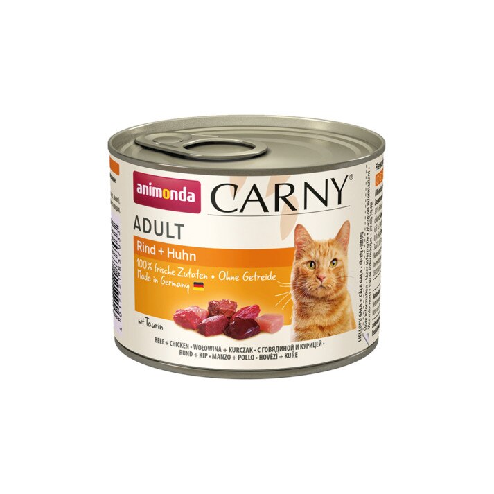 Hrana umeda pentru pisici Carny Adult, Vita, Pui, 200g