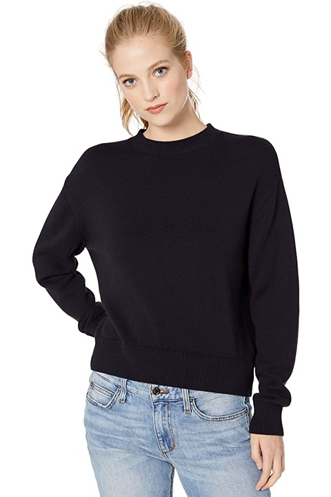 Pulover de damă Daily Ritual, gât rotund, bumbac, Albastru inchis