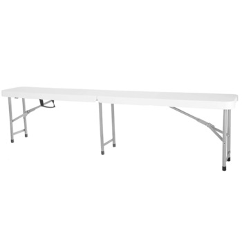 Banca pliabila, Zola®, plastic si metal, 180 x 43 x 30 cm, alba, pentru camping sau gradina Banca pliabila, Zola®, plastic si metal, 180 x 43 x 30 cm, alba, pentru camping sau gradina