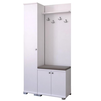 Cuier hol cu pantofar alb Charlie Homs 90 x 33 x 177 cm Cuier hol cu pantofar alb Charlie Homs 90 x 33 x 177 cm