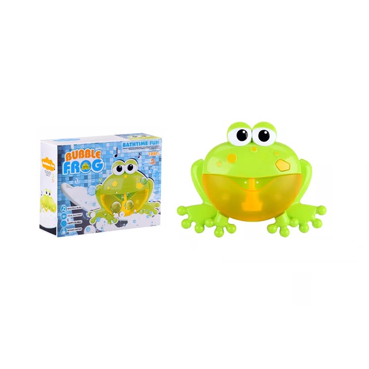 Iskobob fürdőjáték, 18 m+, Musical, Buborékbéka, Habgép, Zöld, Béka