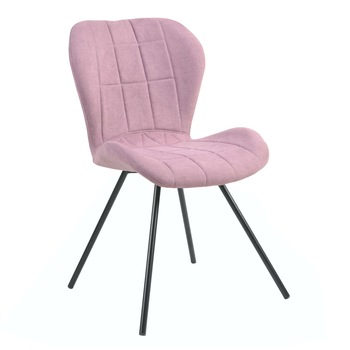 Scaun living, iMK®, fix, fara brate, cadru otel negru, tapiterie stofa roz, 50 x 58 x 84 cm Scaun living, iMK®, fix, fara brate, cadru otel negru, tapiterie stofa roz, 50 x 58 x 84 cm