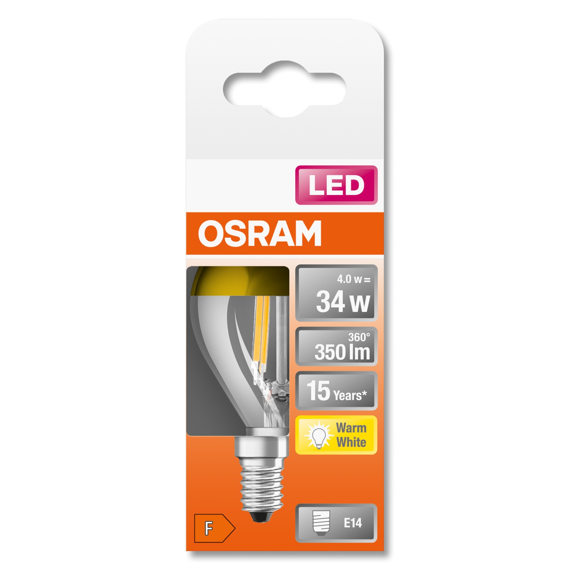 Bec Led Osram Cu Oglinda Filament P45 E14 4w 34w 380 Lm Lumina