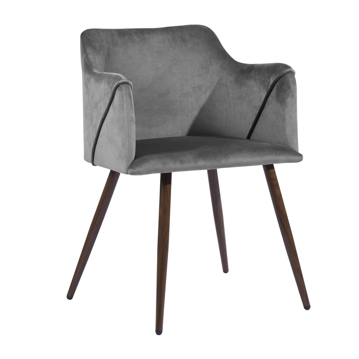 Scaun living, iMK®, fix, cu brate, cadru metal, tapiterie textil gri, 53 x 54 x 75 cm