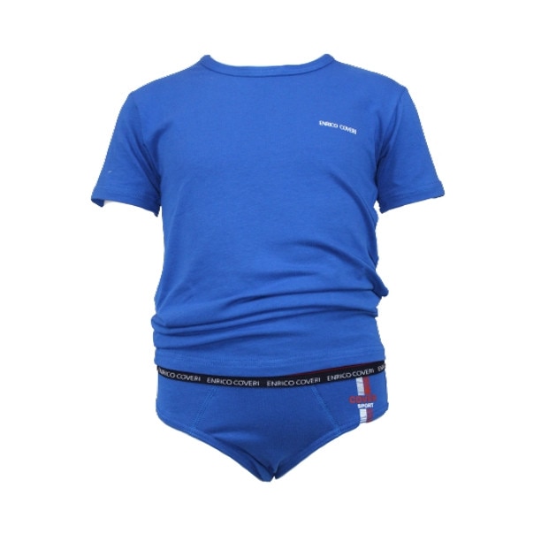 Set tricou si chiloti baieti Enrico Coveri Ec4108, Albastru deschis