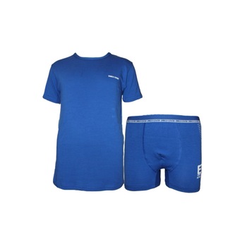 Set tricou si boxeri baieti Enrico Coveri EC4093, Albastru regal Set tricou si boxeri baieti Enrico Coveri EC4093, Albastru regal