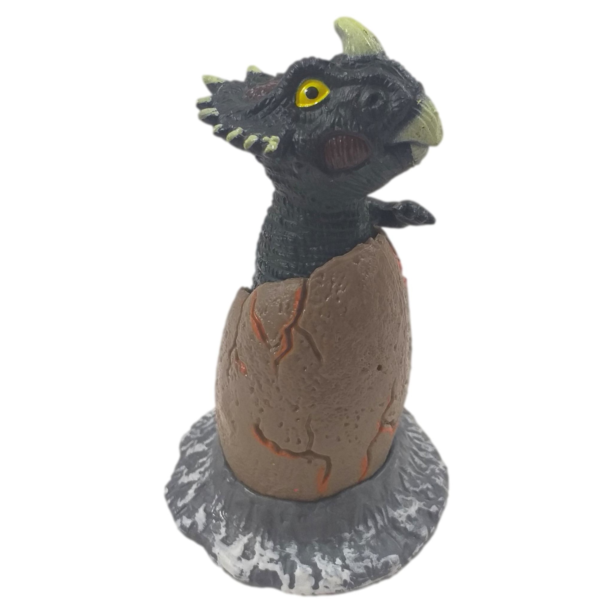 Figurina pui de Dinozaur fixat in ou, Maro/Gri, 9.5 X 6.5