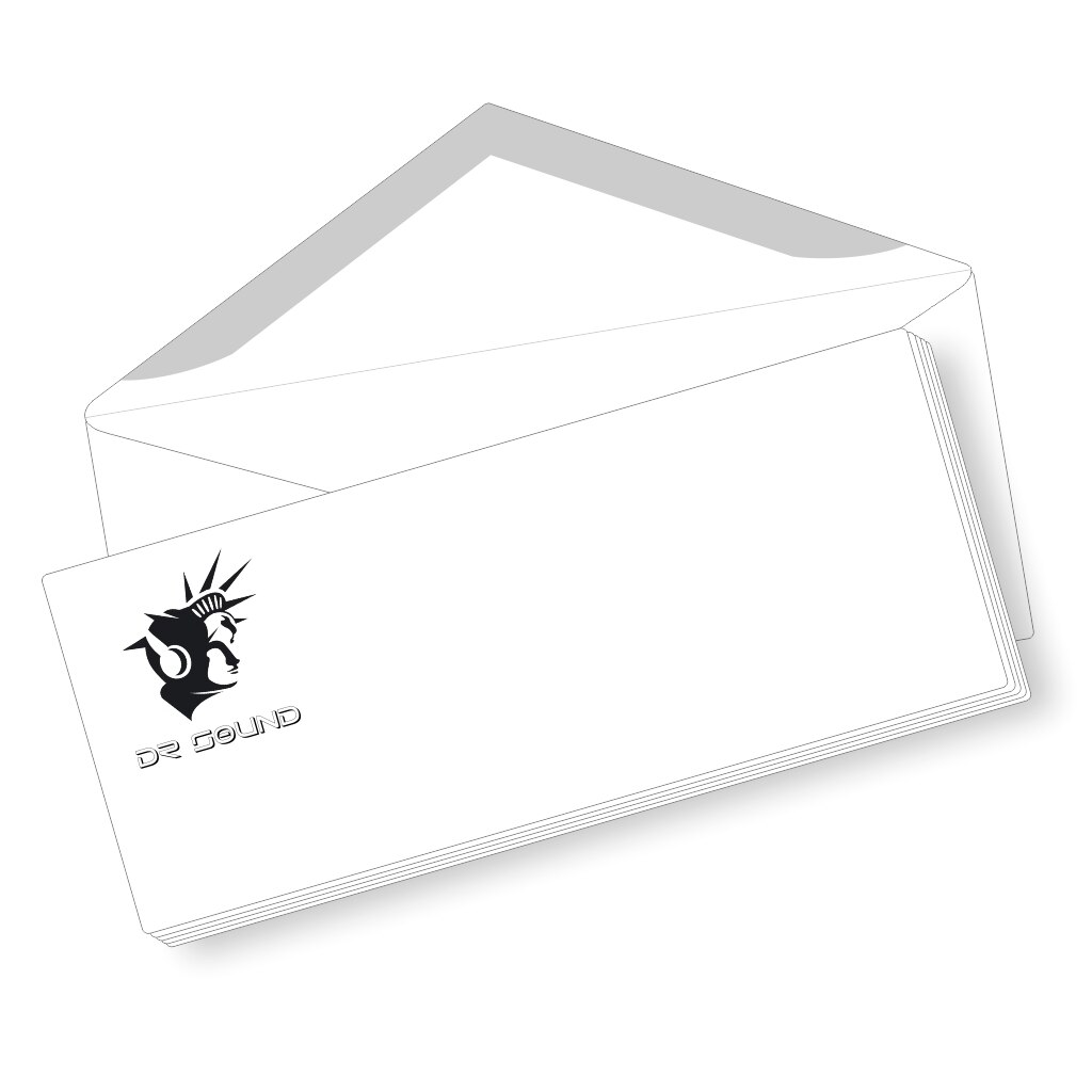 Set 100 Plicuri DL, Personalizare Alb/negru, Clapa V Gumata, Alb, 110 x 220 mm, Economic