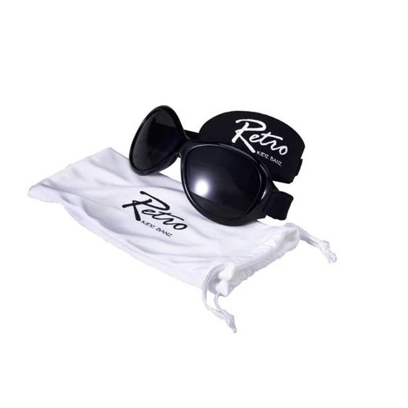 Ochelari de soare cu protectie UV, Copii, Banz Retro, Negru, 2-5Y Standard