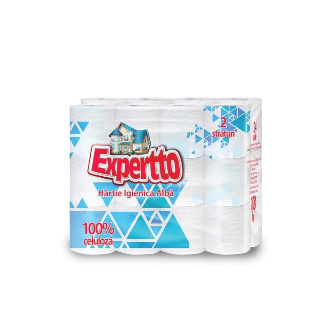 Hartie igienica parfumata, Expertto, 2 straturi, 24 role, parfum fresh