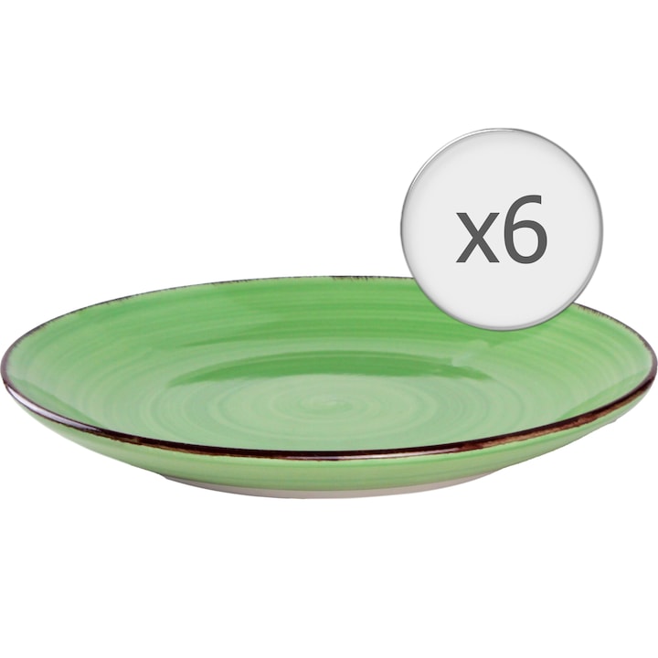 Комплект от 6 десертни чинии Art of dining by HEINNER Gala, Керамика, 19 см, Зелен