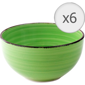Set 6 boluri cereale Art of dining by HEINNER Gala, ceramica, 14 cm, verde Set 6 boluri cereale Art of dining by HEINNER Gala, ceramica, 14 cm, verde
