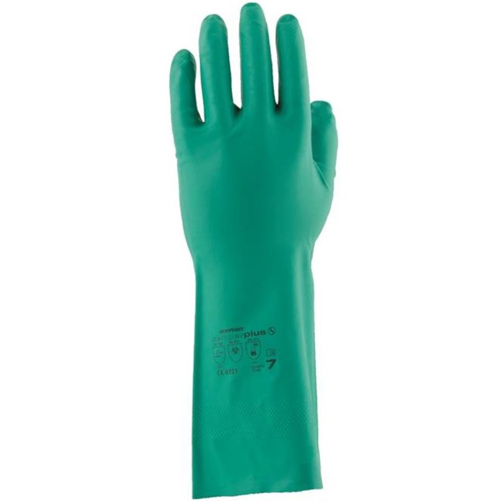 Manusi de protectie antichimica din nitril, rezistente la perforare, abraziune, taiere si uleiuri, Ardon Semperplus, culoarea verde - marimea 9