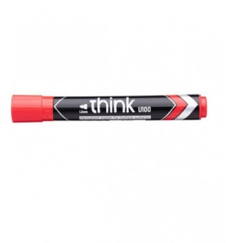 Marker Permanent Deli Think, Varf 1.5 mm, Rosu, Pentru Suprafete Multiple, 1 Buc Marker Permanent Deli Think, Varf 1.5 mm, Rosu, Pentru Suprafete Multiple, 1 Buc