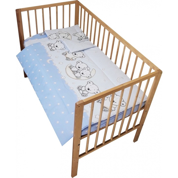 Lenjerie patut cu 3 piese Teddy on the Moon Blue