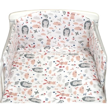 Set Lenjerie din bumbac, 3 piese, cu protectie laterala, pentru pat bebelusi 120 x 60 cm, Iepuras Roz Set Lenjerie din bumbac, 3 piese, cu protectie laterala, pentru pat bebelusi 120 x 60 cm, Iepuras Roz