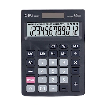 Calculator de Birou Deli Smart, 12 Digits, 205x132x35 mm, Alimentare Duala, Corp din Plastic Negru Calculator de Birou Deli Smart, 12 Digits, 205x132x35 mm, Alimentare Duala, Corp din Plastic Negru