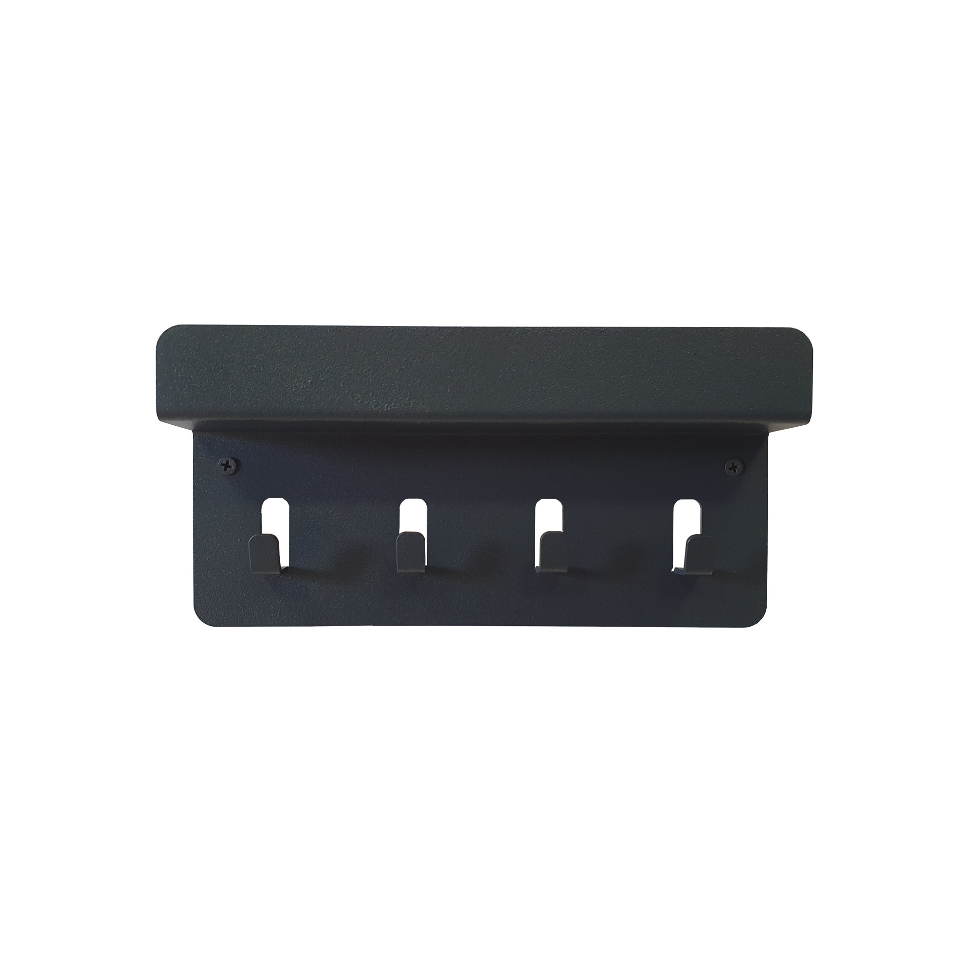 Cuier metalic 4 agatatoare cu raft 25x12 cm, Antracit
