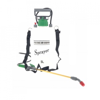 Pompa de gradina cu pulverizator, 5 litri, supapa de siguranta, alba Pompa de gradina cu pulverizator, 5 litri, supapa de siguranta, alba