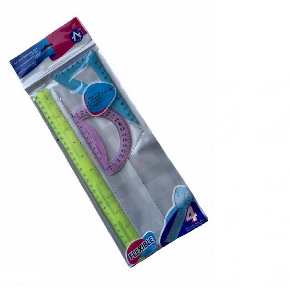 Set geometrie Flexibil, 3 piese, transparent, ARK, 6002