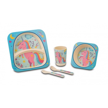 Set serviciu masa copii Unicorn farfurie, bol, cana, tacamuri NV 187 016 Set serviciu masa copii Unicorn farfurie, bol, cana, tacamuri NV 187 016