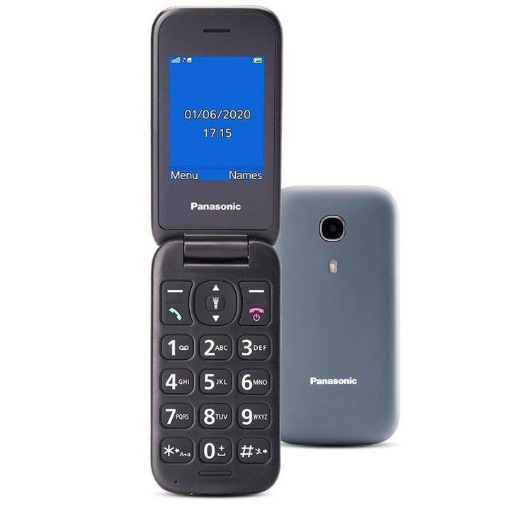 Мобилен телефон Panasonic, GSM KX-TU400EXG, Single SIM, 2 G технология, 1 Gb Ram памет, SOS бутон, Сив