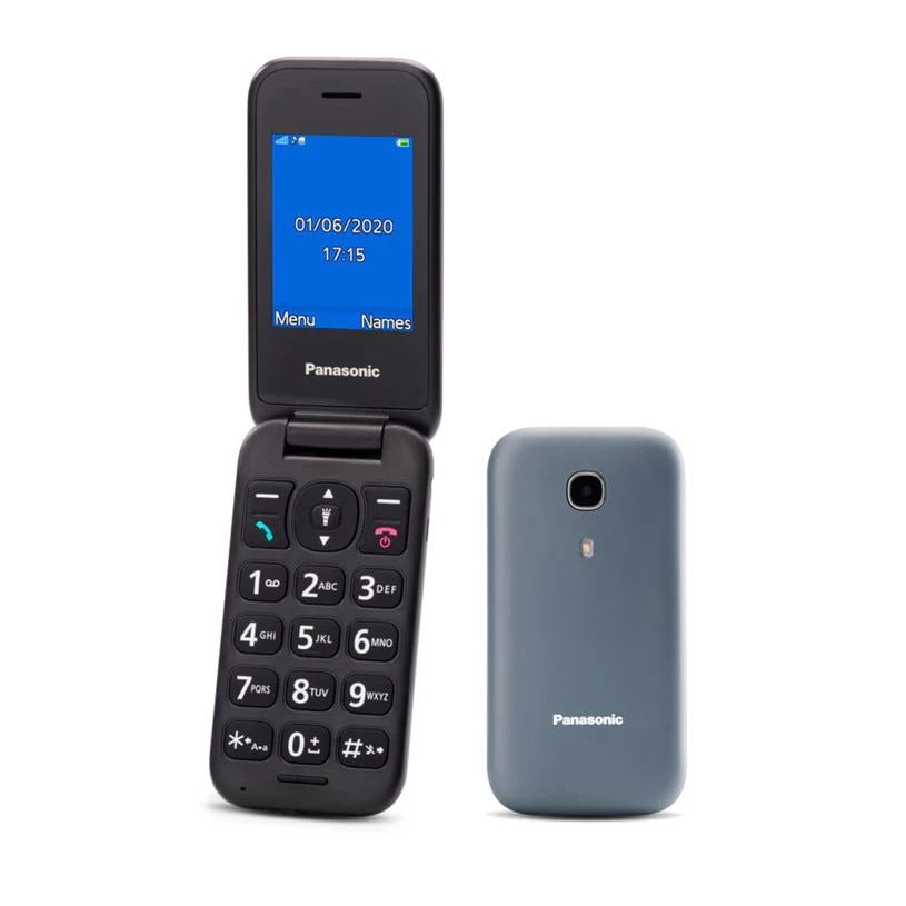 Telefon mobil Panasonic GSM KX-TU400EXG, Single SIM, Tehnologie 2 G, memorie Ram 1 Gb, Buton SOS, Gri ideal pentru seniori
