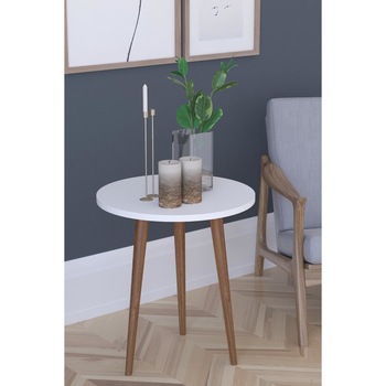 Masa de servire laterala Barcelona 45 x 50 cm, Alb/nuc Masa de servire laterala Barcelona 45 x 50 cm, Alb/nuc