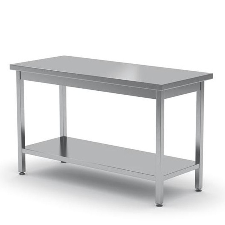 Masa de lucru bucatarie Hendi, 160x60cm, din inox, cu raft, inaltime reglabila