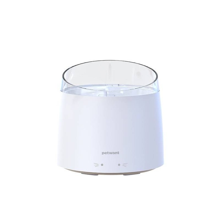 Dispenser de apa Petwant W2-N pentru animale, Capacitate 1.5L, USB, Alb