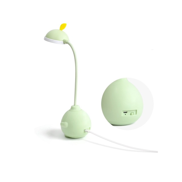 Настолна лампа Led Pear TYX 8043, USB зареждане, 2 режима светлина, Зелен