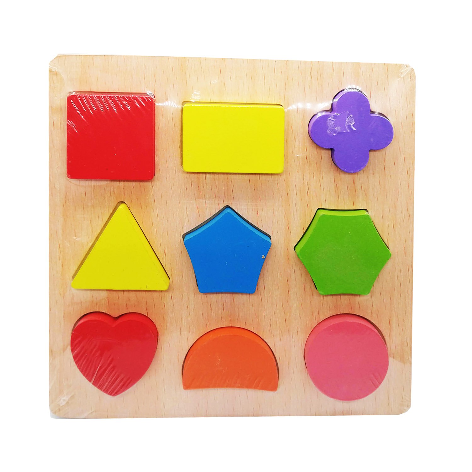 Set forme geometrice incastrabile, din lemn, 9 piese 23x22cm