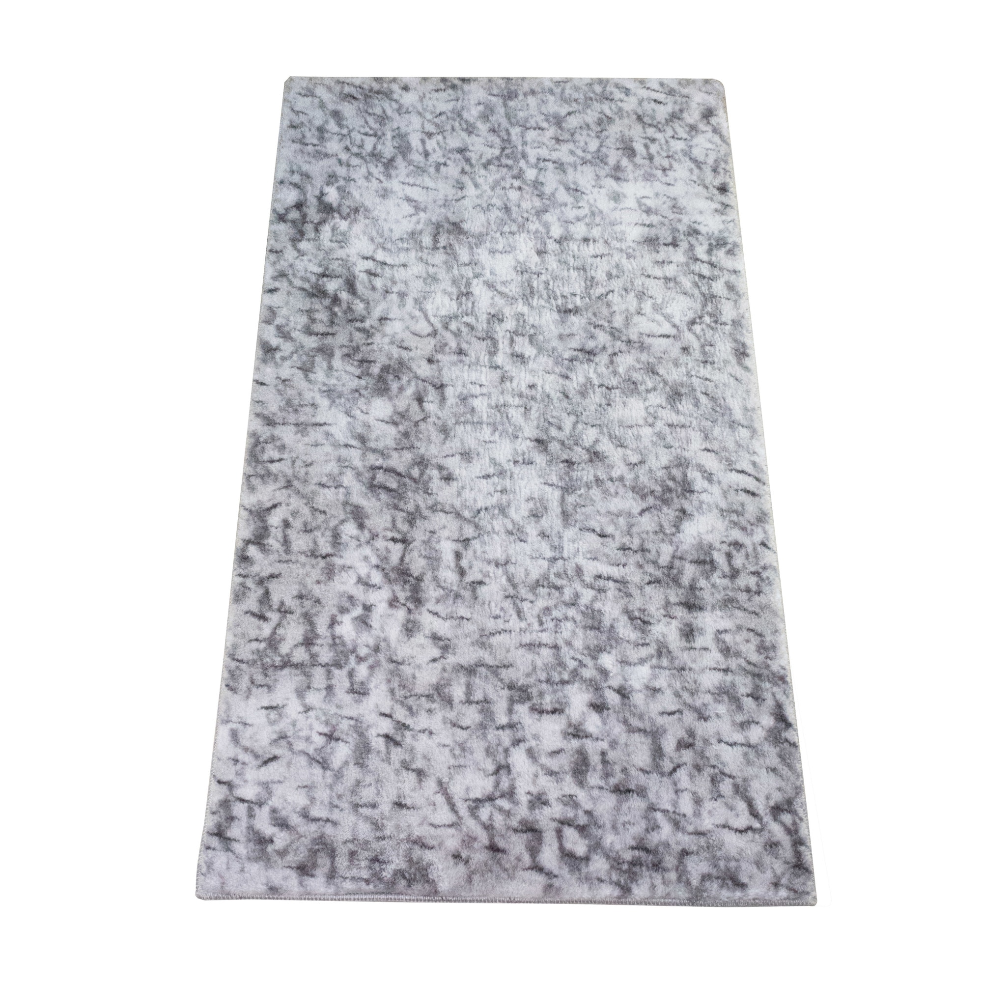 Covor Shaggy tip blanita ,80x150cm, poliester 100%, gramaj 1400g, antislip PVC cu puncte, model rectangular , culoare pete gri