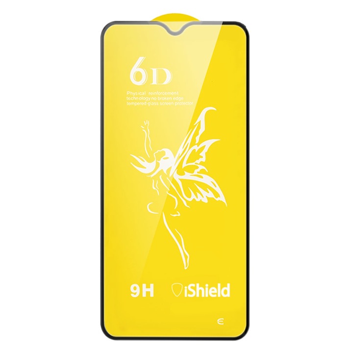 Folie sticla pentru Oppo A15 - Tempered Glass, MAGIC 6D Full Cover Glue, protectie ecran, transparenta cu margini negre, usor curbate iShield®