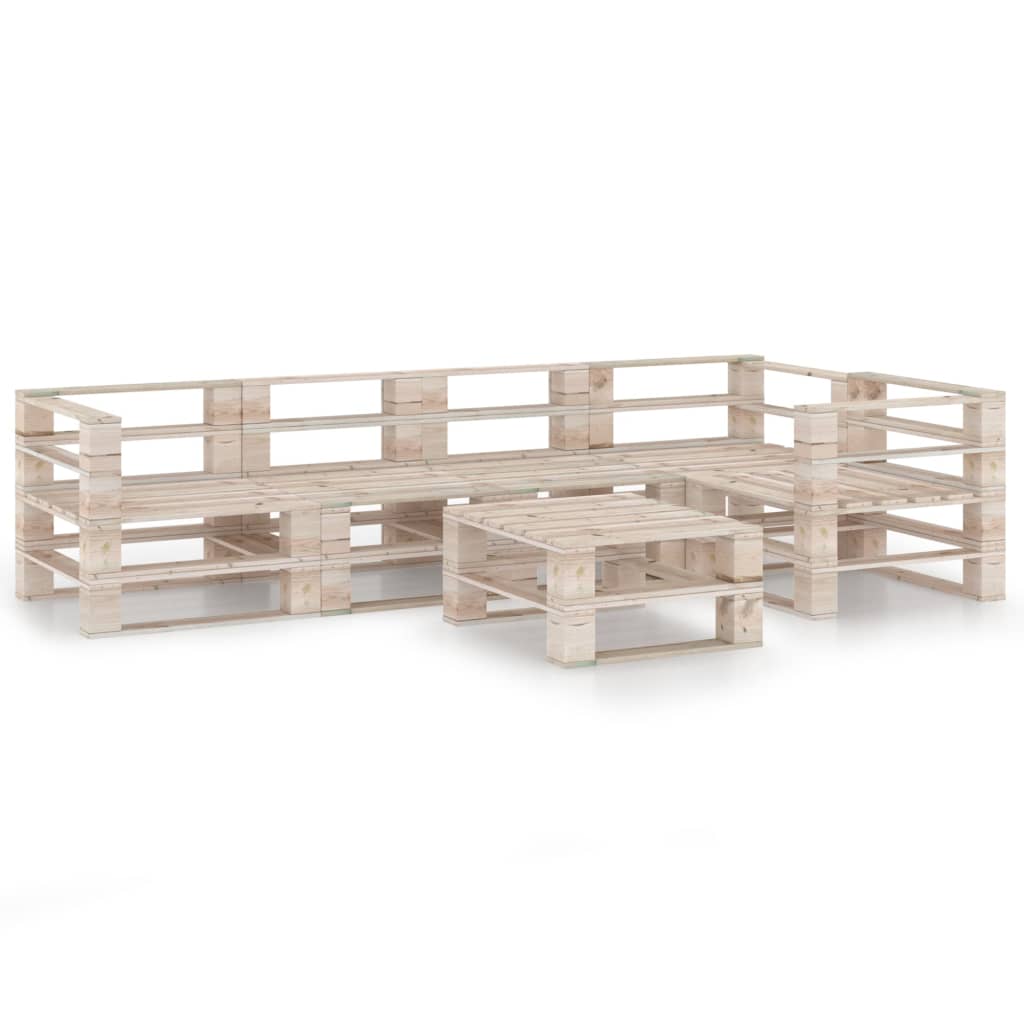 Mobilier de gradina din paleti cu 6 piese, vidaXL, Lemn, 70 x 67.5 x 62 cm, Maro