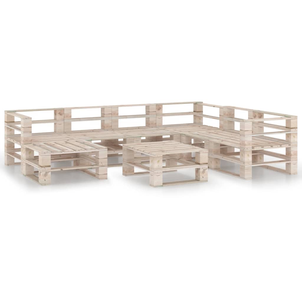 Mobilier de gradina din paleti cu 8 piese, vidaXL, Lemn, 70x67.5x62cm, Maro