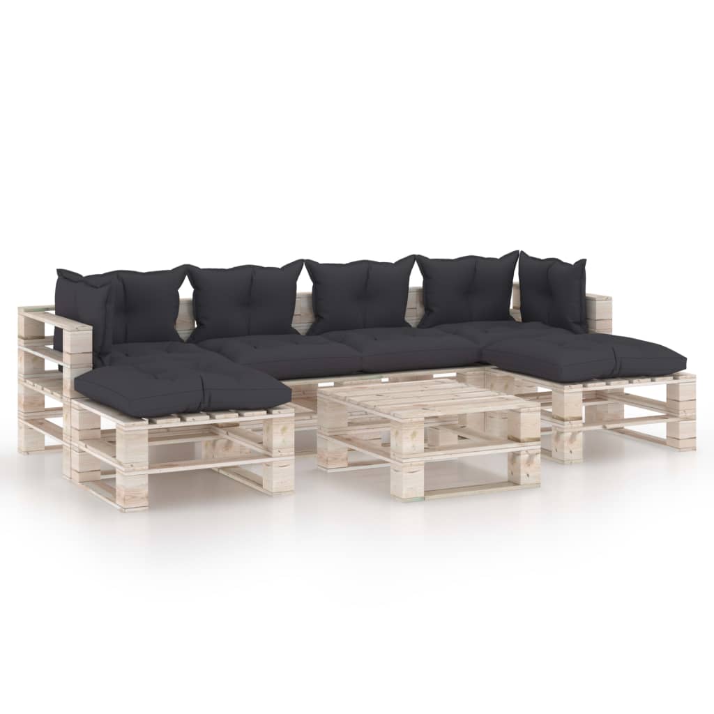 Set mobilier gradina din paleti cu perne, 7 piese, lemn de pin