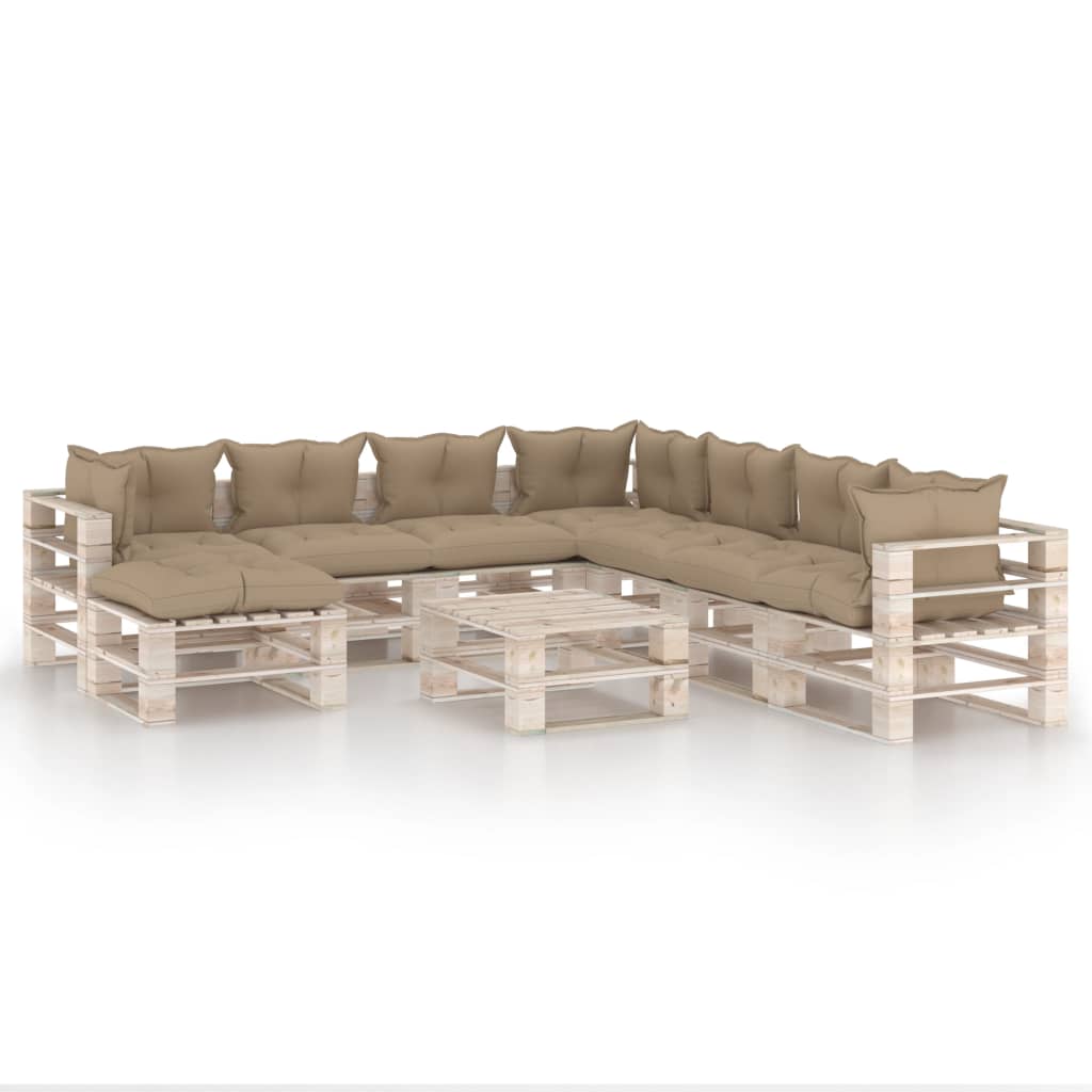 Set mobilier gradina din paleti, 9 piese, cu perne, lemn de pin