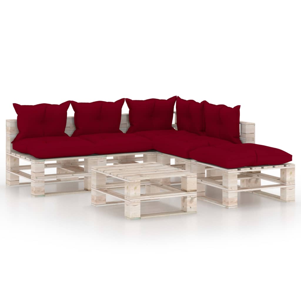Set mobilier gradina din paleti, 6 buc, cu perne, lemn de pin