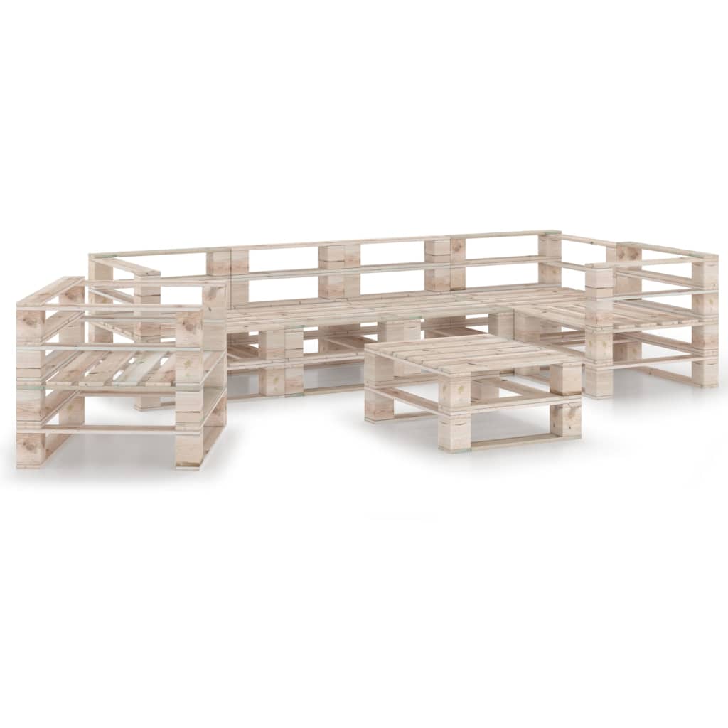 Mobilier de gradina din paleti cu 7 piese, vidaXL, Lemn, 70 x 67.5 x 62 cm, Maro