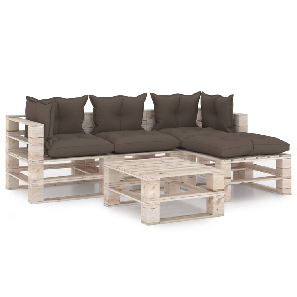 Mobilier de gradina din paleti cu 4 piese cu perne, vidaXL, Lemn, 70 x 67.5 x 62 cm, Maro