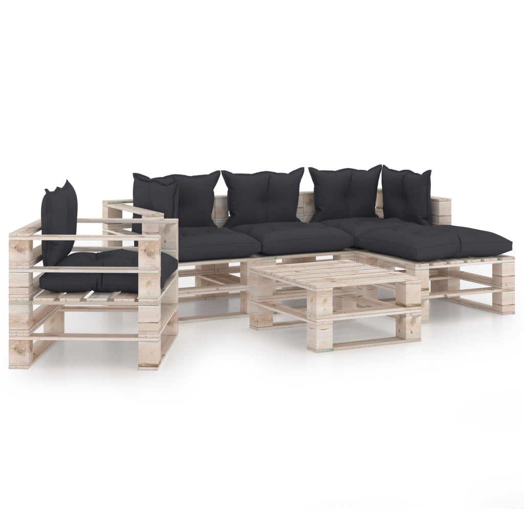 Mobilier de gradina din paleti cu perne gri antracit cu 17 piese, vidaXL, Lemn, 70 x 67.5 x 62 cm, Gri antracit